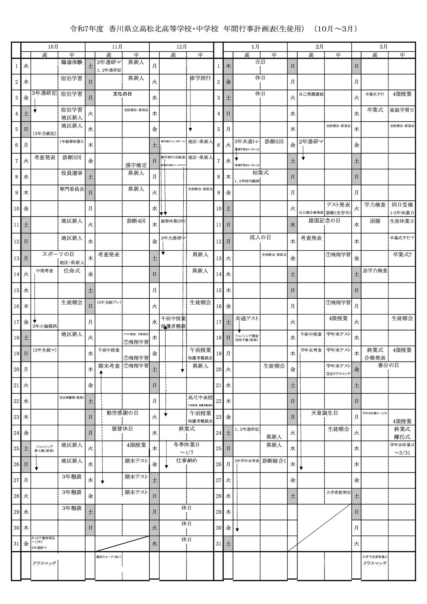 R7年間行事予定（生徒用）10-3月