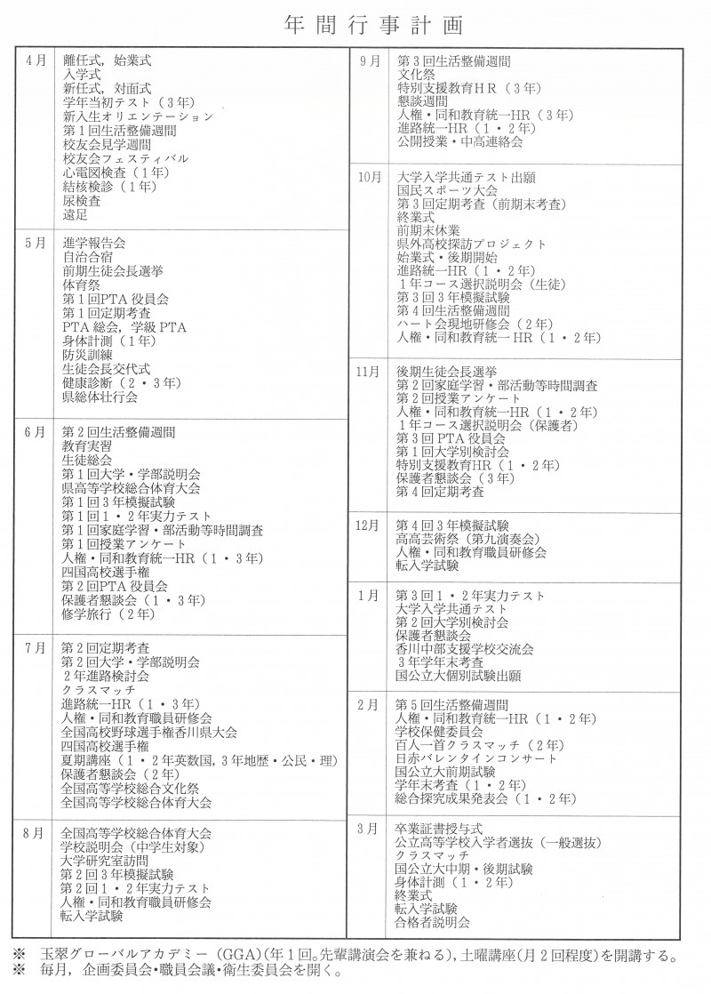 年間行事計画