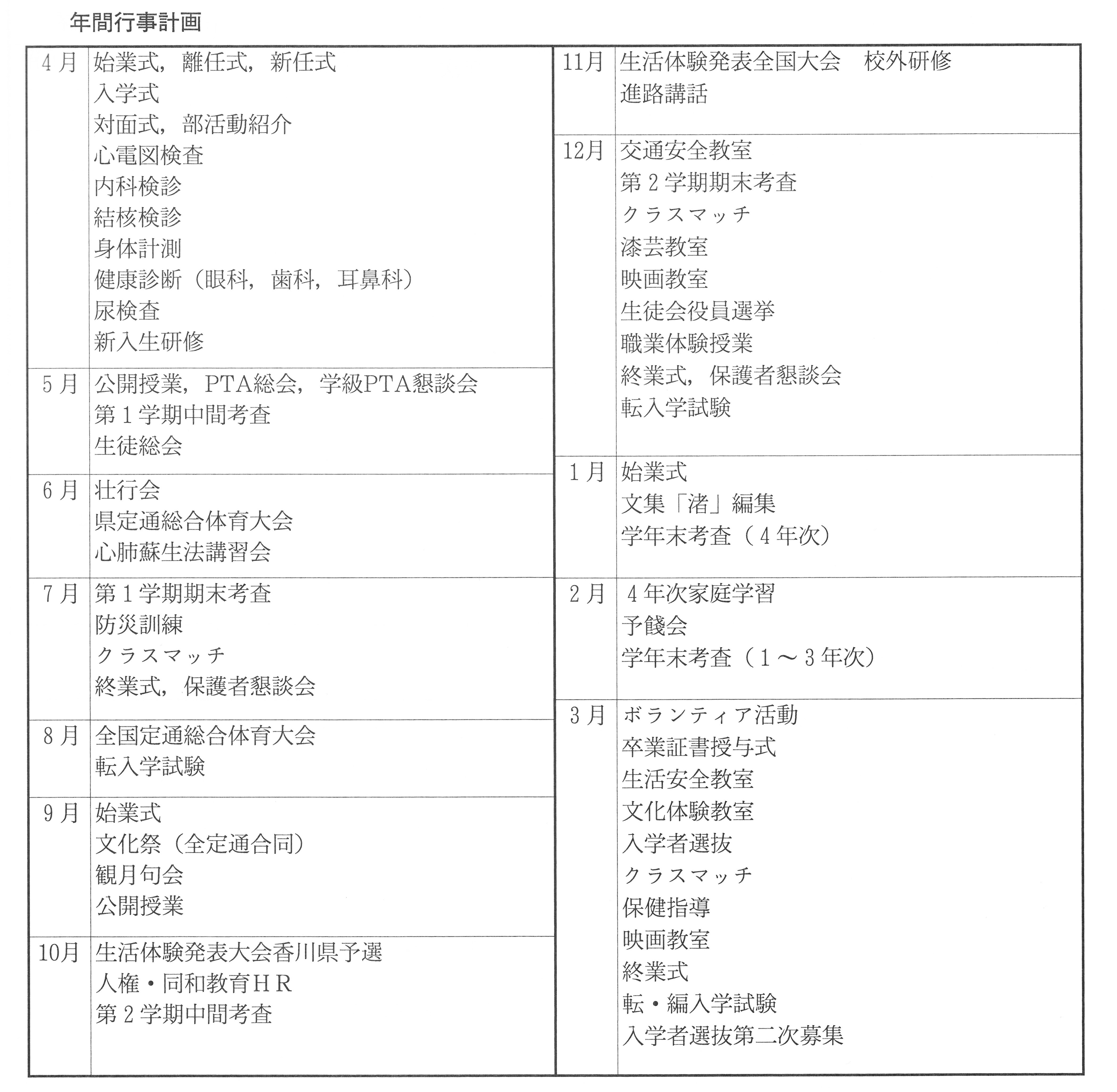 年間行事予定