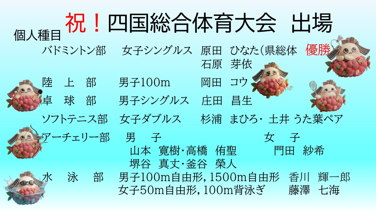 2026四国総体出場個人(水泳部込）